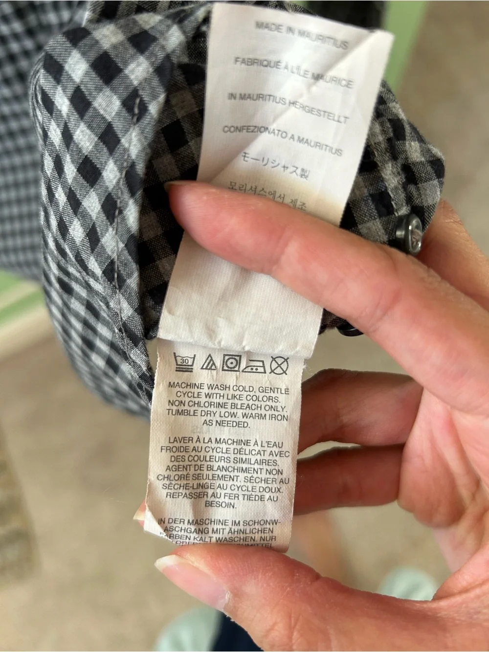J. Crew Black and White Gingham Button-Down Shirt Slim Fit Medium Male